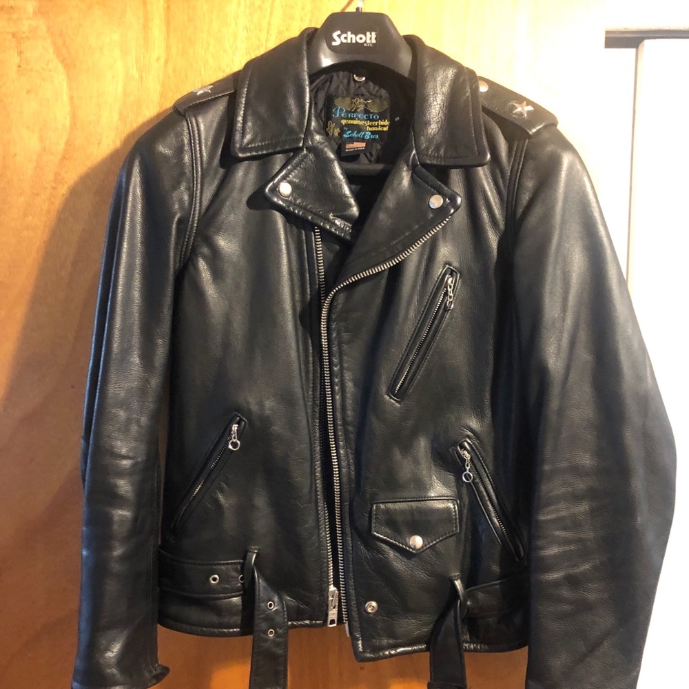 Men’s Schott Black Leather Moto Jacket LIKE NEW